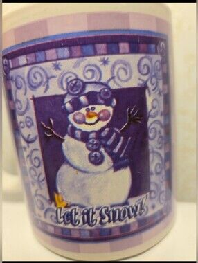 Vintage Houston Harvest Purple Snowman Holiday Mug Y2K Retro